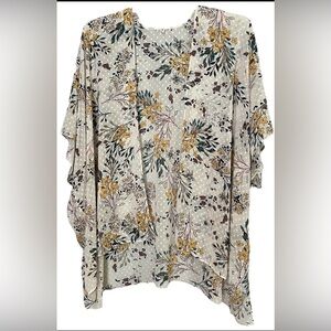 Maurices Floral Kimono Boho Lightweight Sheer Cardigan Open Cover up Whimsy OS